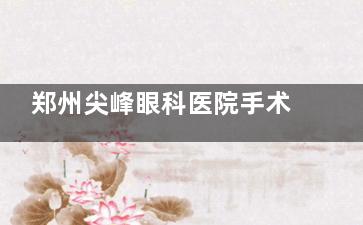 郑州尖峰眼科医院手术费用曝光：近视手术 7200 起、白内障 9300 起、斜视矫正 7100 起